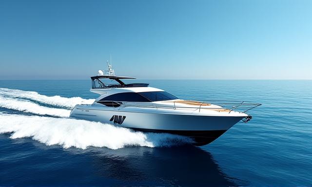 Moderne yacht sejler på åbent hav